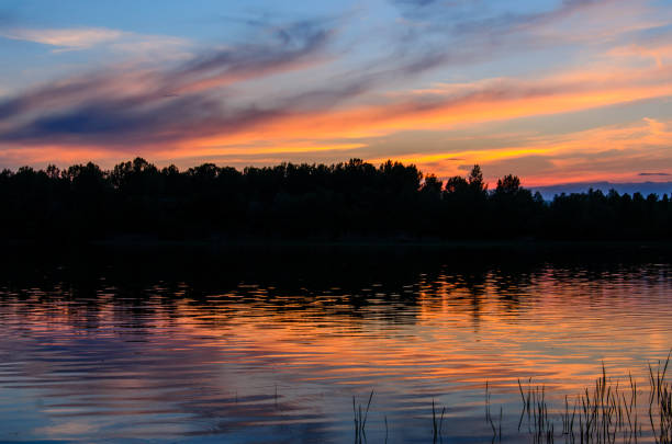 istock Beautiful sunset over the river Dnieper 971869990