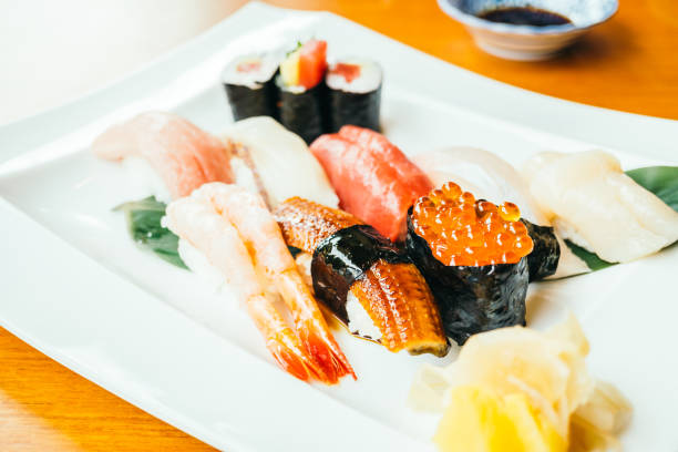 istock High Angle View Of Sushi In Plate On Table 971883944