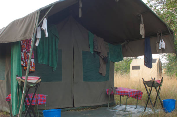 istock African Green Canvas Safari tent with laundry 971894046