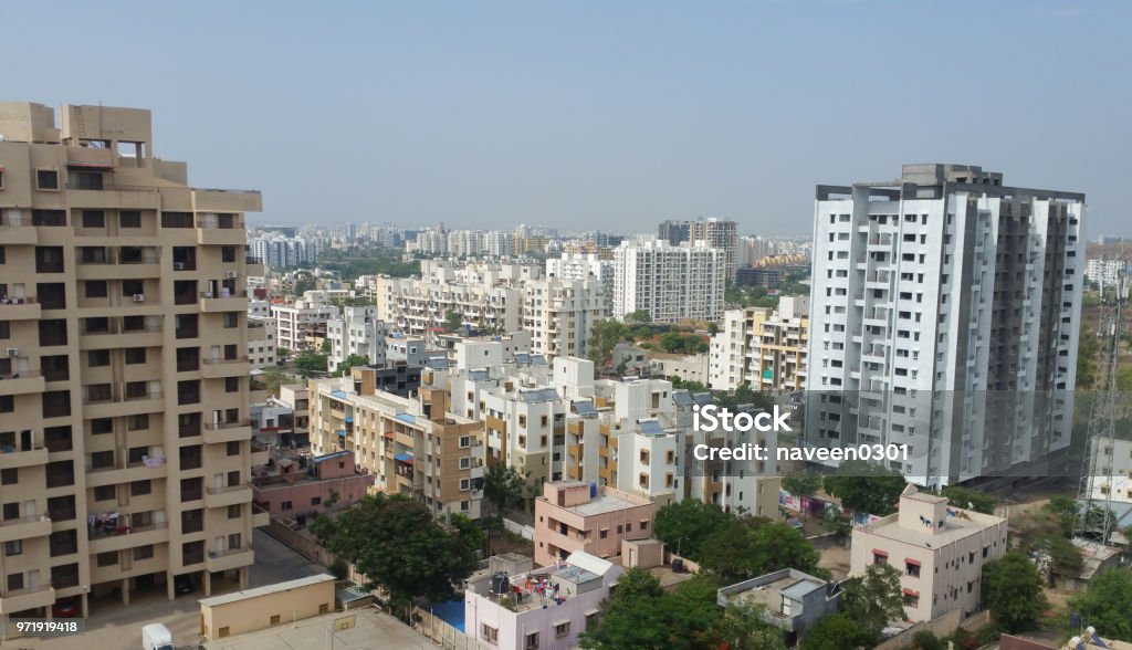 Growing cities in India Concrete buildings showing growing cities in Asian developing countries India Stock Photo