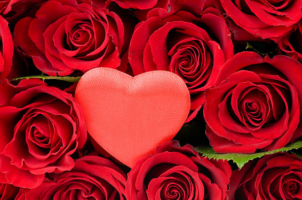 istock Red heart and bunch of roses 97194404