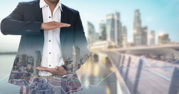 istock Businessman open hand for your text. 971949460