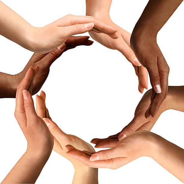 Multiracial Hands Making a Circle  peace sign gesture photos stock pictures, royalty-free photos & images