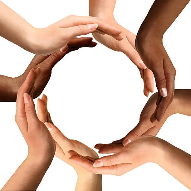 Photo of Multiracial Hands Making a Circle
