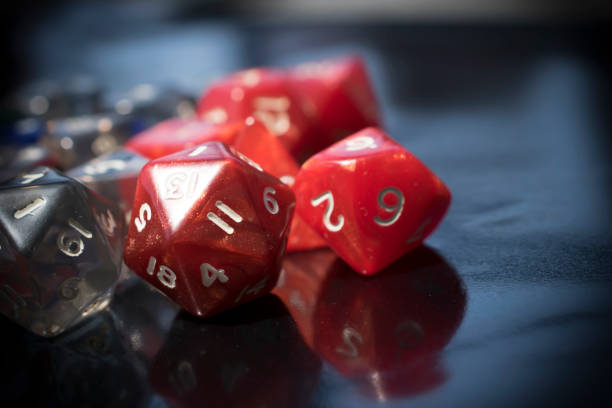 istock A set of red and transparent RPG dice 971961232