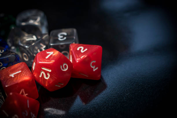 istock A set of red and transparent RPG dice 971961242