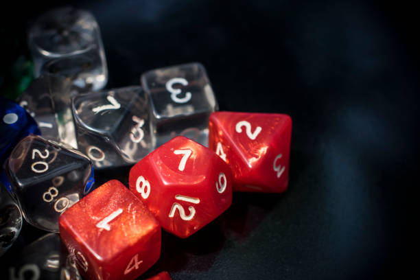 istock A set of red and transparent RPG dice 971961248
