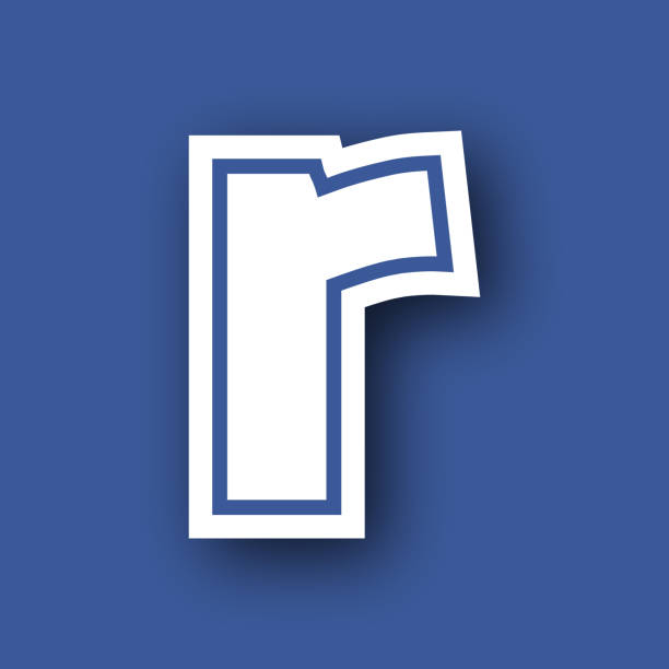 Abstract letter R lowercase, Text minimal blue on white background