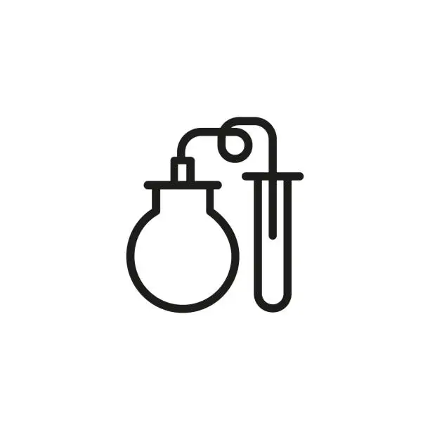 Vector illustration of Lab flask and tube line icon
