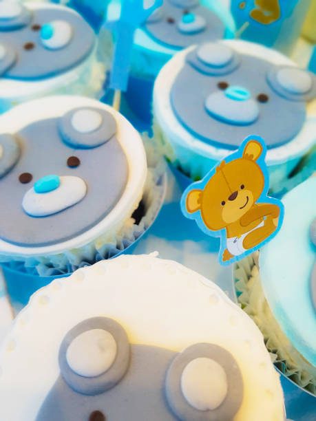 istock Birthday Boy Blue Party with Candy Presents and Cupcakes 971983604