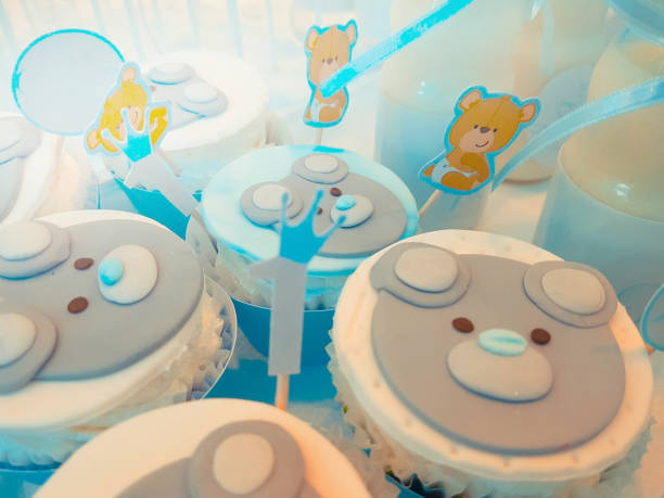 istock Birthday Boy Blue Party with Candy Presents and Cupcakes 971983692