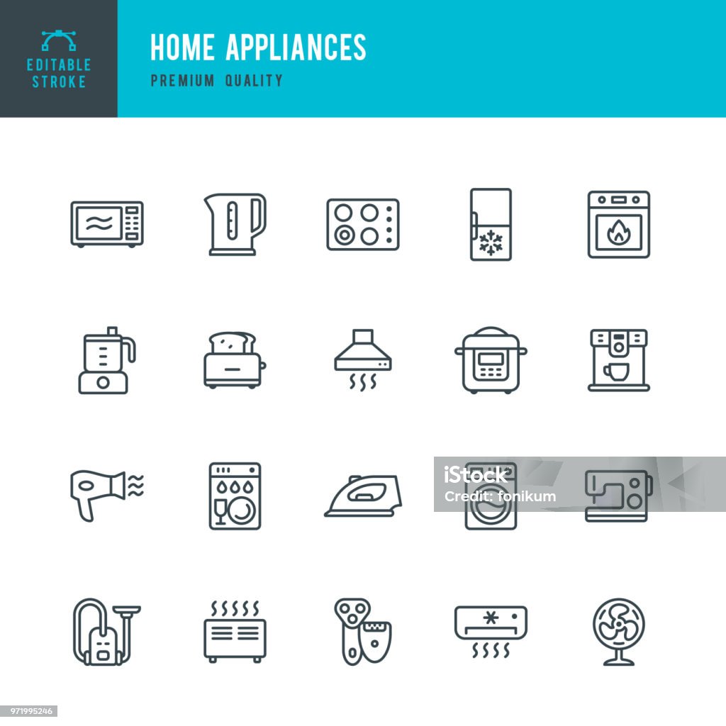 Home Appliances - set of vector line icons - Royalty-free Ícone arte vetorial