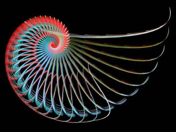istock Abstract illustration of a fractal spiral pattern on black background 972013600
