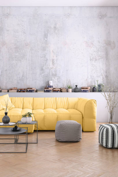 istock Authentic home apartment interior with blank wall 972026594