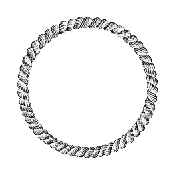 로프 원 손 빈티지 클립 아트 그림 - rope circle lasso twisted stock illustrations