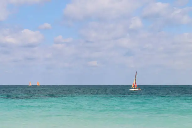 Sailboats sailing along the Atlantic coast