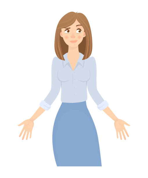 ilustrações de stock, clip art, desenhos animados e ícones de business woman isolated. business pose and gesture. young businesswoman vector illustration. hands in the side - disaffection