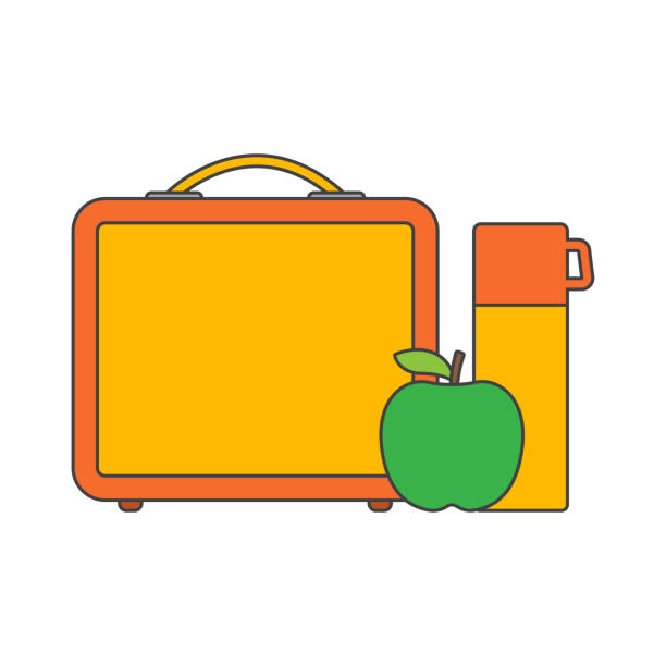 ilustrações de stock, clip art, desenhos animados e ícones de school lunch boxes - lunch box lunch box metal