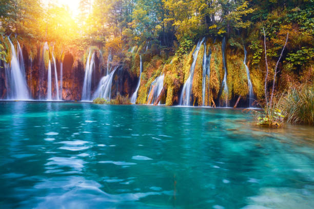 istock Plitvice Lakes Waterfall in autumn day 972047498
