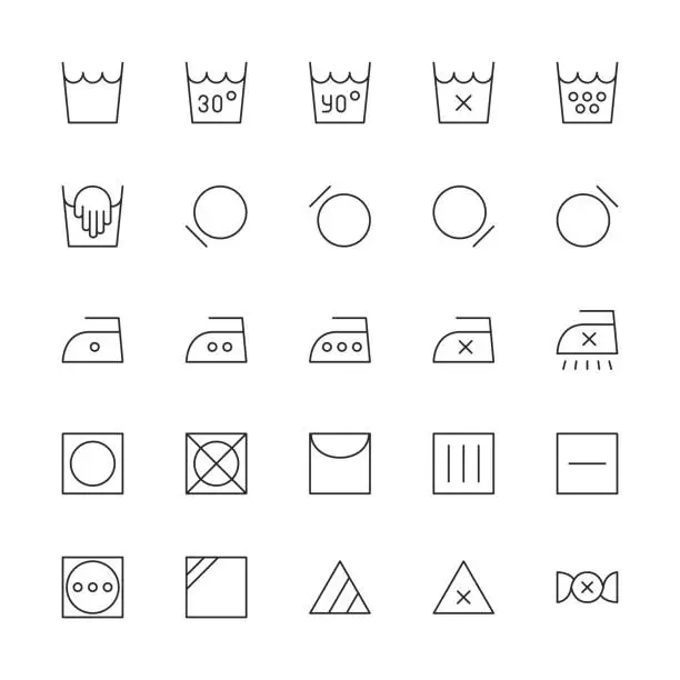 Vector illustration of Laundry Sign Icon - Thin Line Series