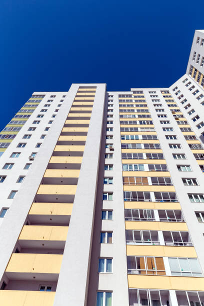 istock Residential multi-storey building. bottom view. 972055126