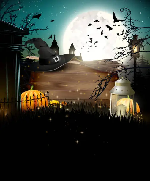 Vector illustration of Halloween night poster