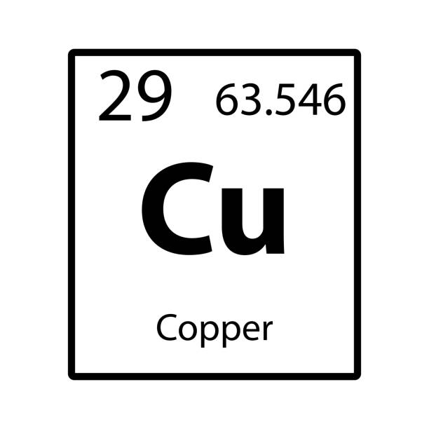 ilustrações de stock, clip art, desenhos animados e ícones de copper periodic table element icon on white background vector - periodic table chemistry science molecule