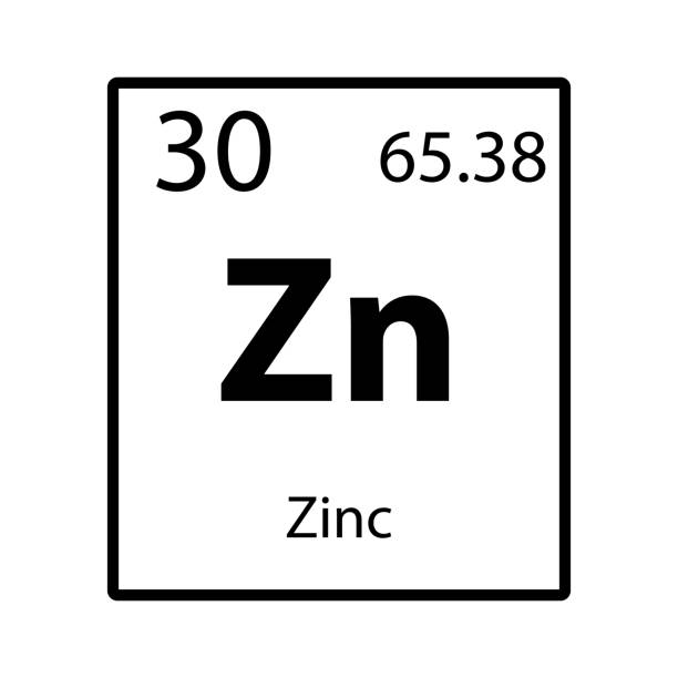 ilustraciones, imágenes clip art, dibujos animados e iconos de stock de icono de elemento de tabla periódica de zinc en vector de fondo blanco - zinc