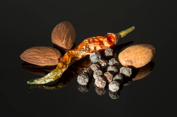 Shelled almonds and cinnamon sticks