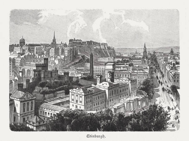 istock Historical view of Edinburgh, Scotland, wood engraving, published in 1897 972067546
