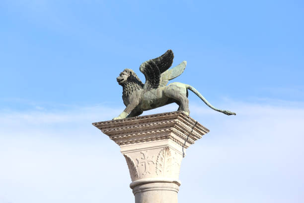 istock winged lion symbol of Venice over a white marble column 972071342