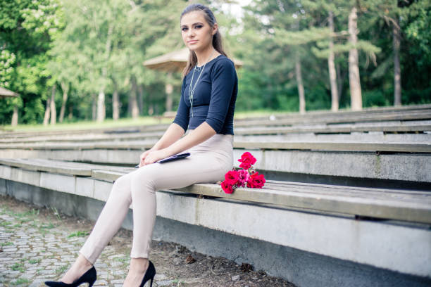 young woman relaxing in park