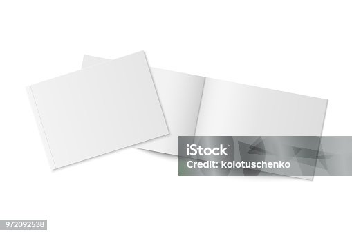 istock Mockup of two thin books with soft cover isolated. 972092538