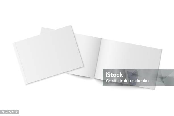 Mockup Of Two Thin Books With Soft Cover Isolated Stock Illustration - Download Image Now - Template, Brochure, Book