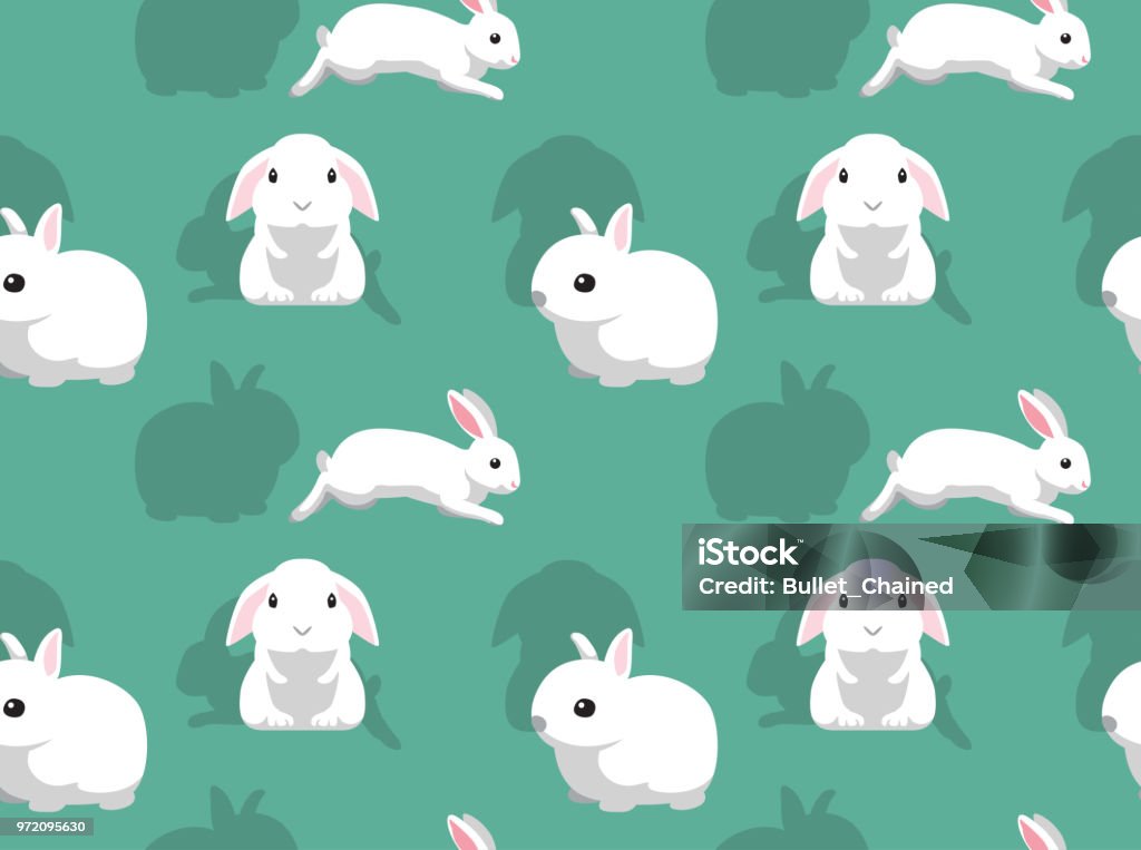 White Rabbit Cute Cartoon Background Seamless Wallpaper Stock Illustration  - Download Image Now - iStock