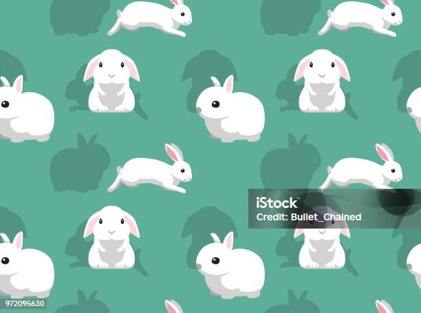 White Rabbit Cute Cartoon Background Seamless Wallpaper Stock Illustration  - Download Image Now - iStock