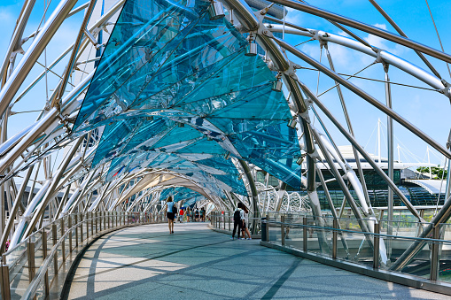 Helix Bridge or DNA bridge - tourist attraction place in Marina bay, Singapore