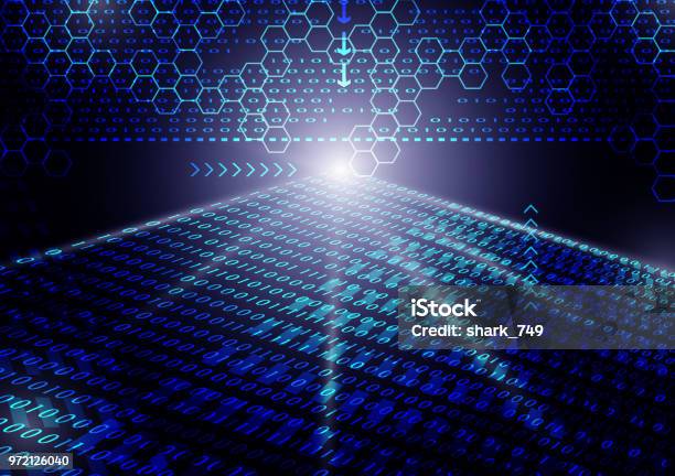 Blue Binary Code Abstract Background Vector Illustration Computer ...
