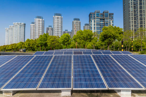 istock Solar and modern city skyline 972137594