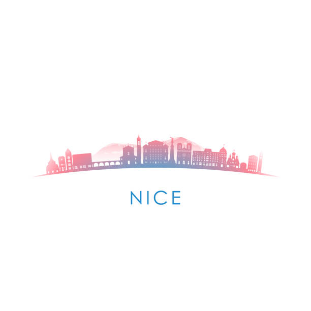 illustrations, cliparts, dessins animés et icônes de silhouette belle skyline. illustration de coloré conception vectorielle. - city of nice