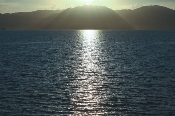 beautiful seascape with sunlight reflection on water
