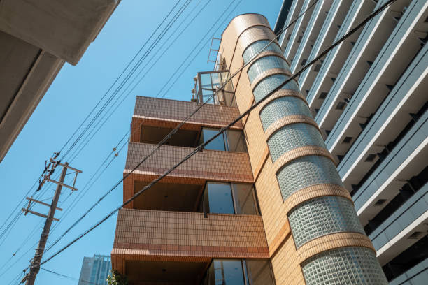 istock Osaka architecture, modern building against blue sky 972159068