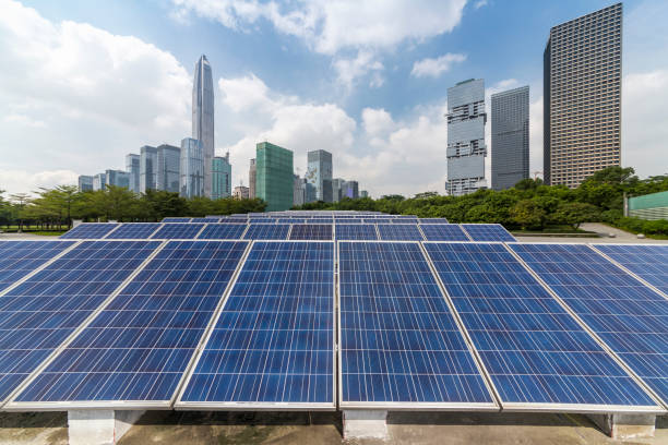 istock Solar and modern city skyline 972161520