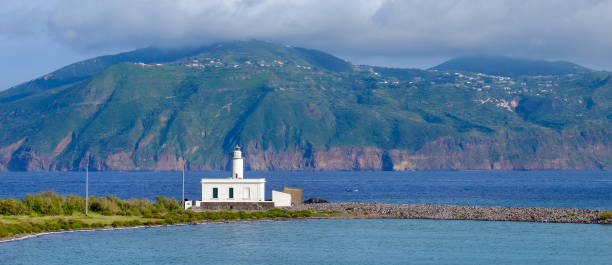 Lingua lighthouse on Salina, the second largest island in the Aeolian Islands (Sicily, Italy) Lingua lighthouse on Salina, the second largest island in the Aeolian Islands (Sicily, Italy) salina sicily stock pictures, royalty-free photos & images