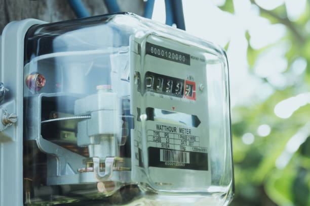 istock Electric power meter measuring power usage. Watt hour electric meter measurement tool. 972161930