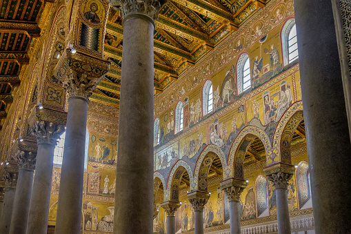 Cathedral of Monreale, built starting in 1174, famous for the rich Byzantine mosaics which decorate the interior. UNESCO World Heritage Site. (Sicily, Italy)