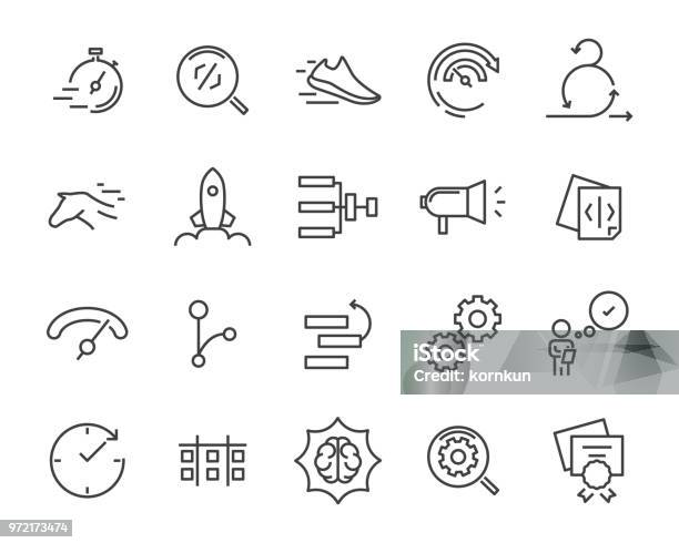 Simple Set Of Vector Line Icon Contain Such Lcon As Speed Agile Boost Process Time And More Stock Illustration - Download Image Now