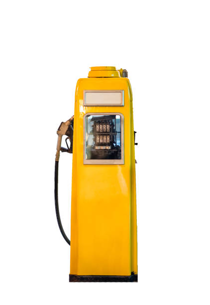 istock Yellow Fuel dispenser with fuel nozzle with number dialog system. isolated on background 972176798