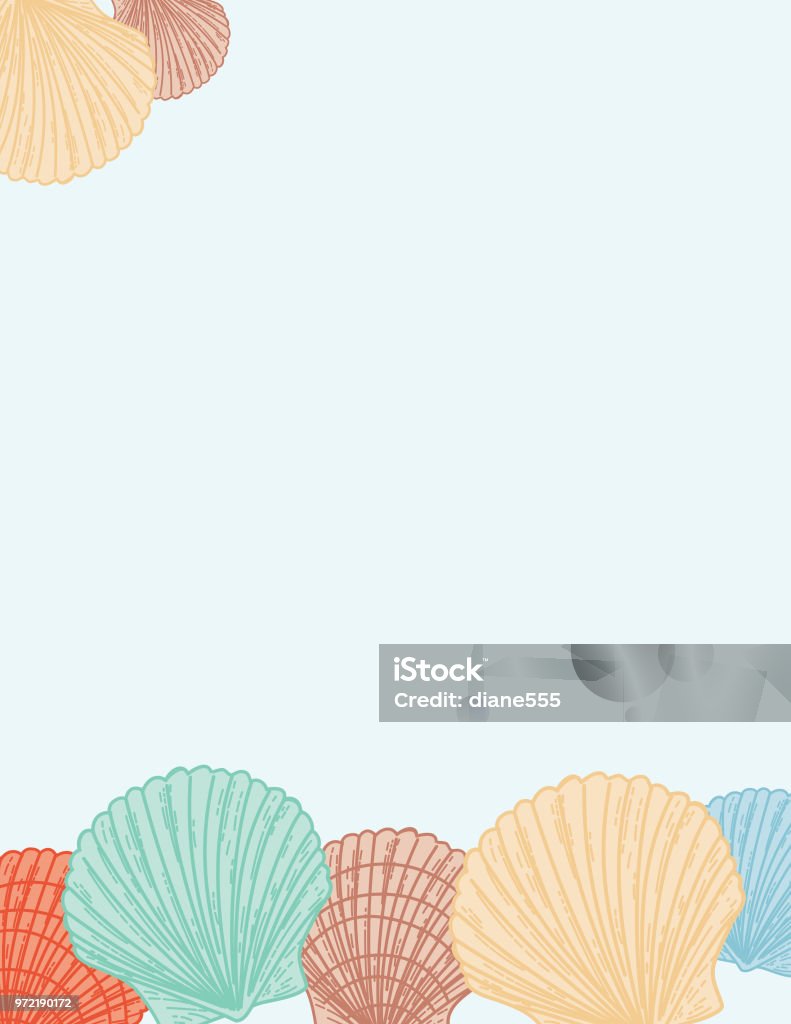Seashells Border Line Seashells Background Border Stock Illustration - Download Image Now ...