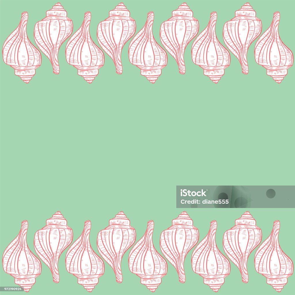 Seashells Border Line Seashells Background Border Stock Illustration - Download Image Now ...